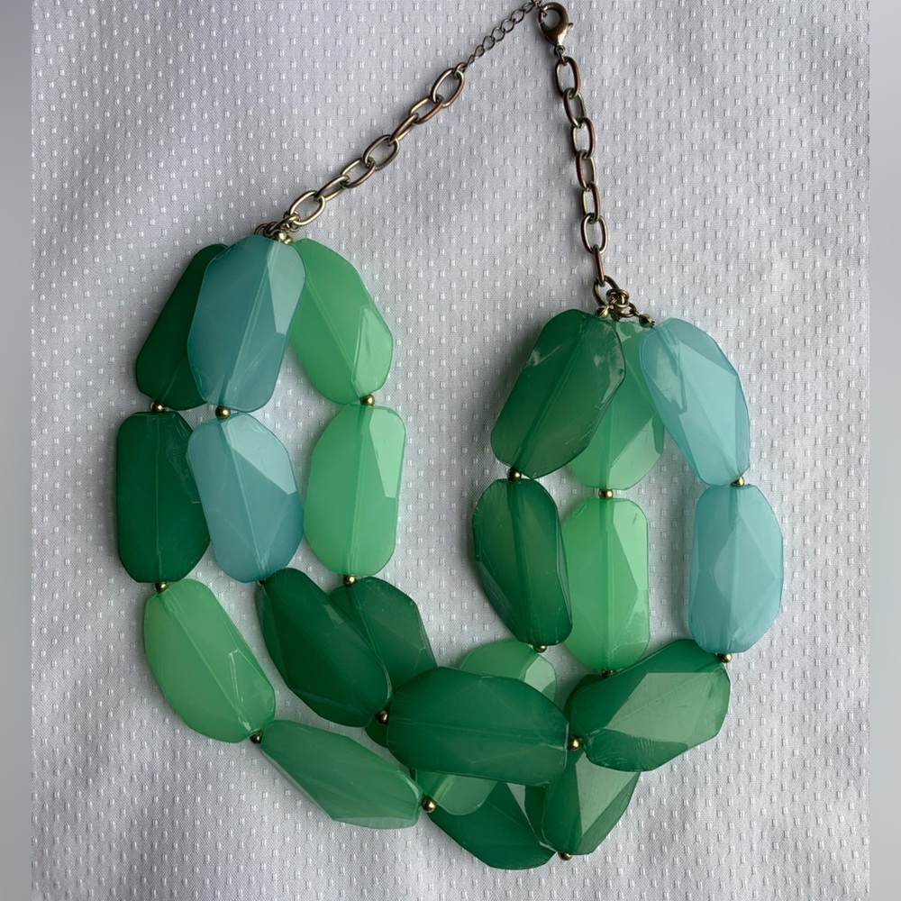 Blue and Green Chunky Statement Necklace